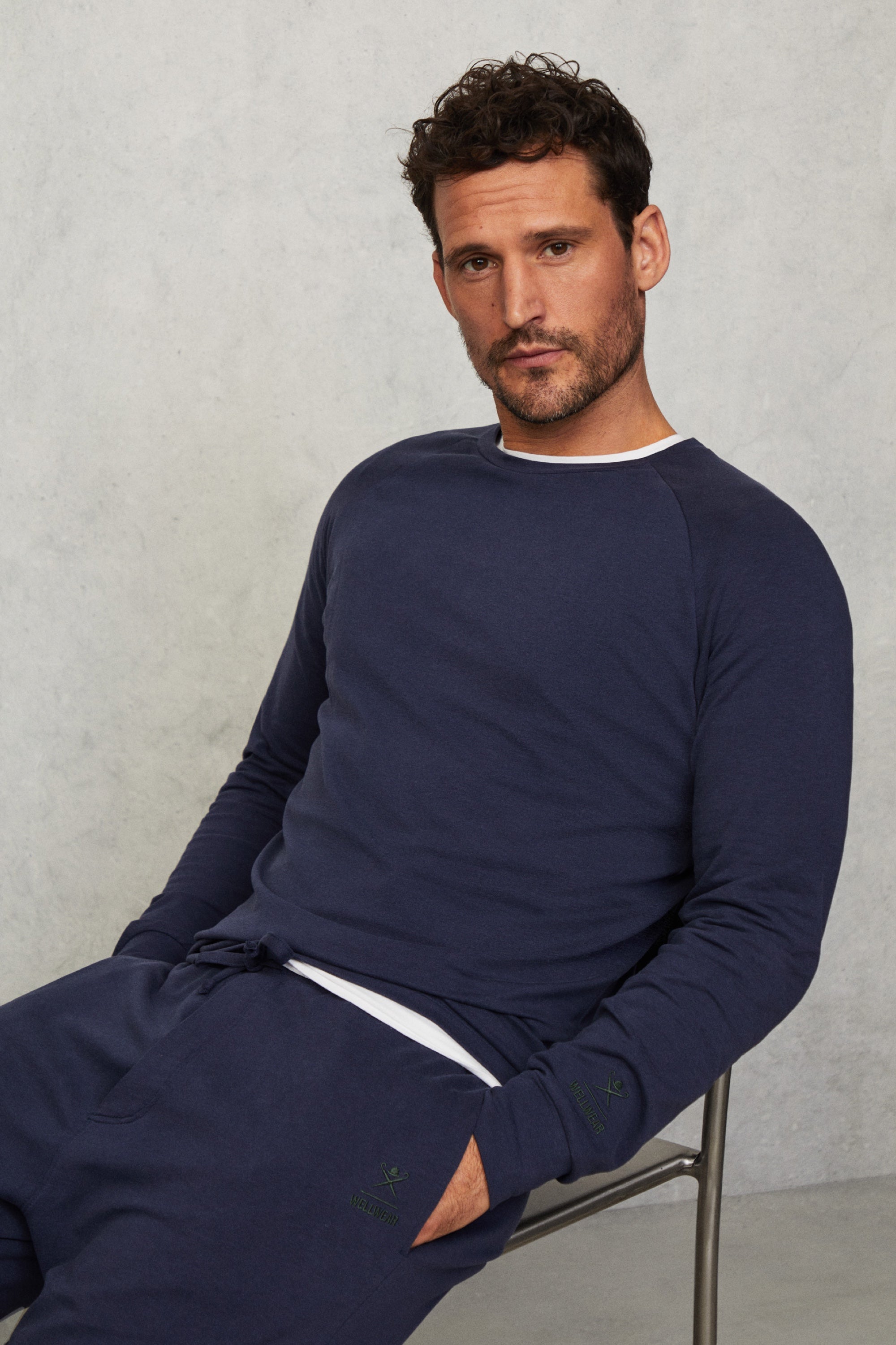 Hackett x Wellwear Luxury Lounge Tee Navy David Gandy Wellwear