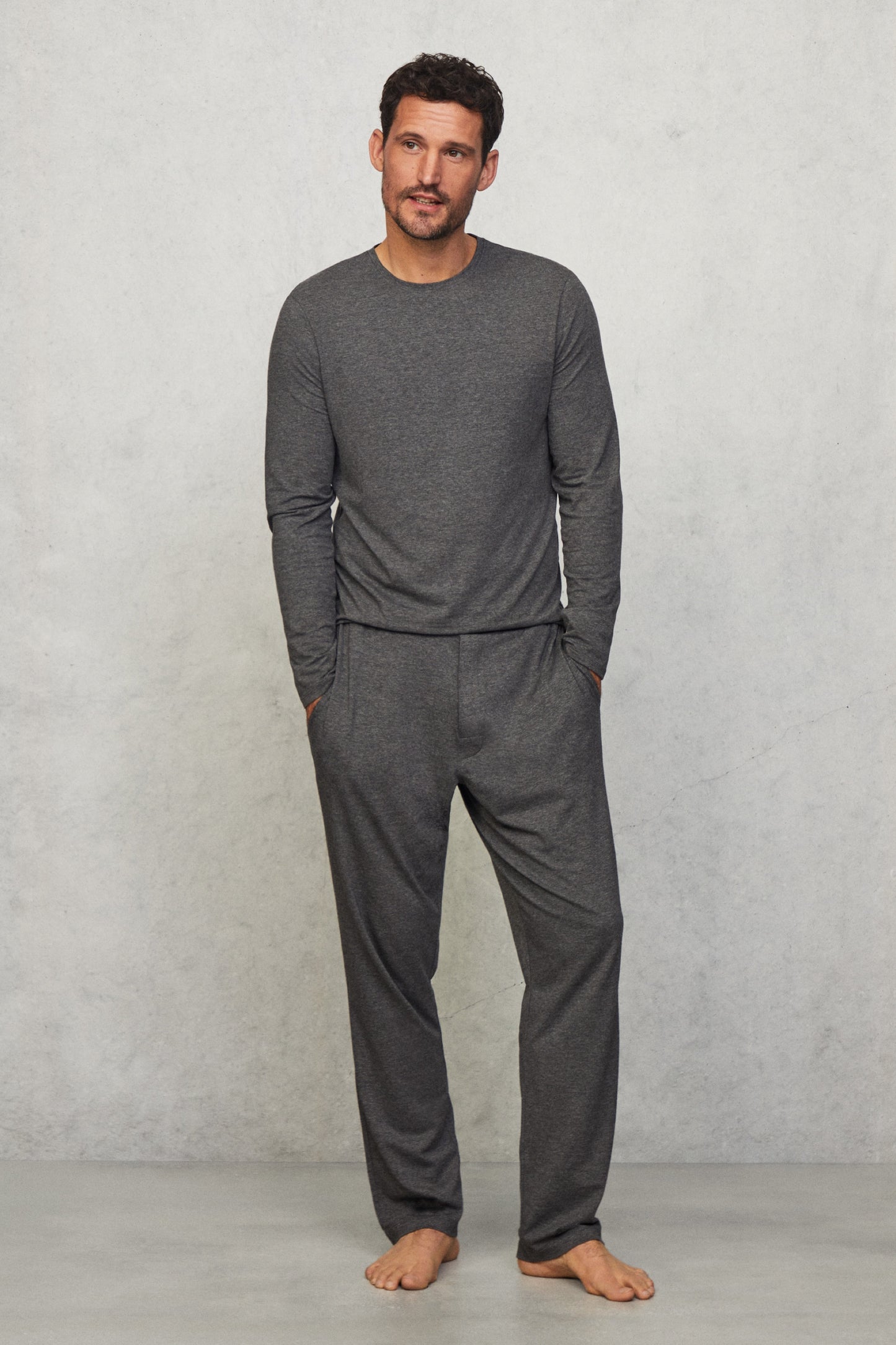 Hackett x Wellwear Premium Pyjama Pant - Mid Grey Marl | David Gandy ...