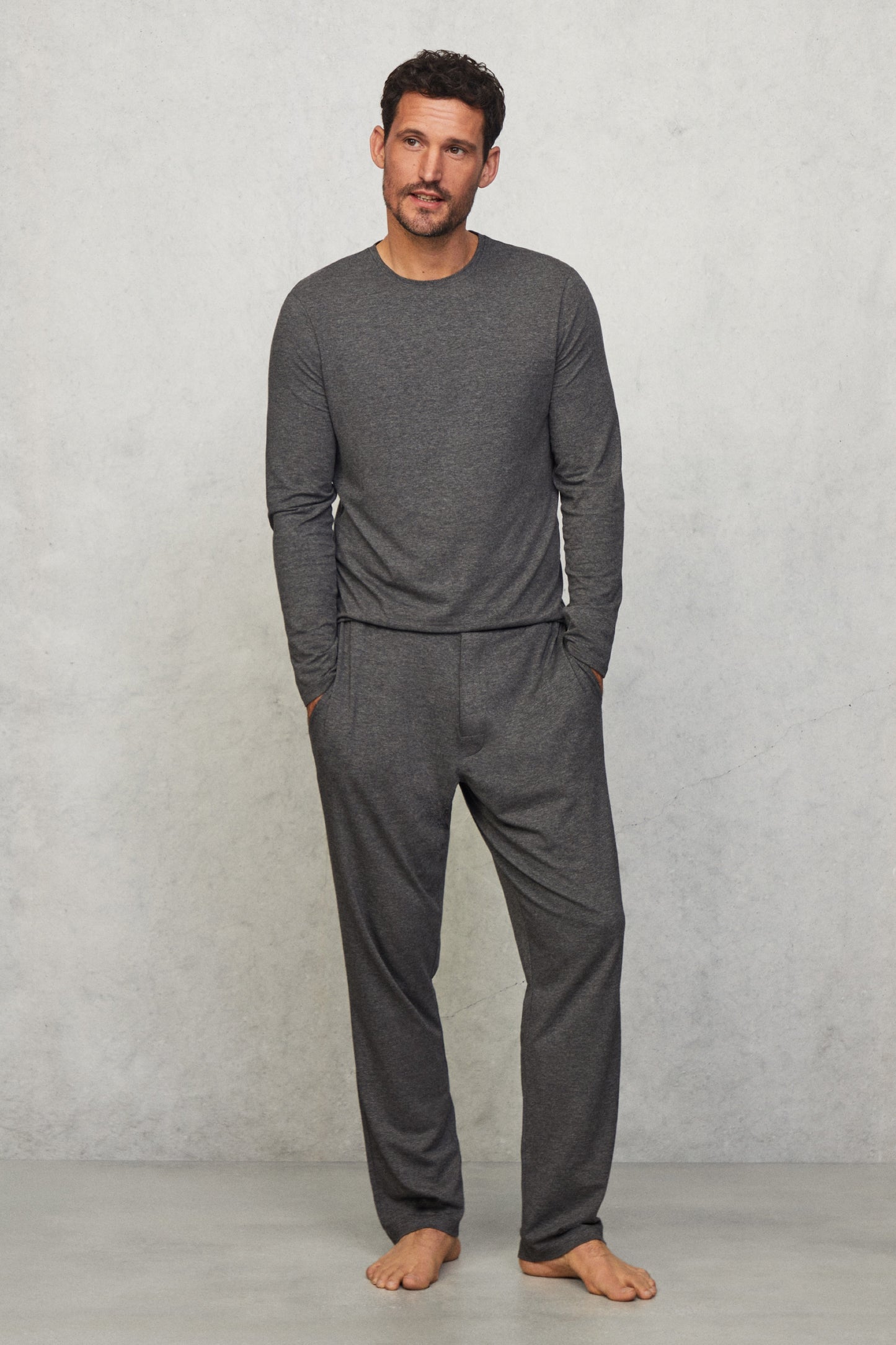 Hackett x Wellwear Premium Pyjama Tee - Mid Grey Marl | David Gandy ...