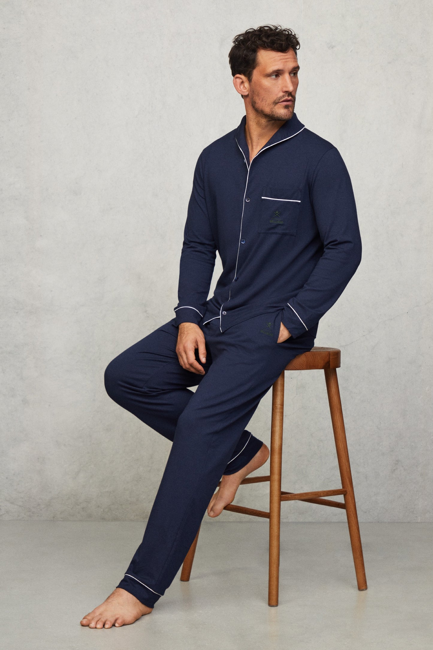 Hackett x Wellwear Ultimate Pyjama Shirt - Navy | David Gandy Wellwear