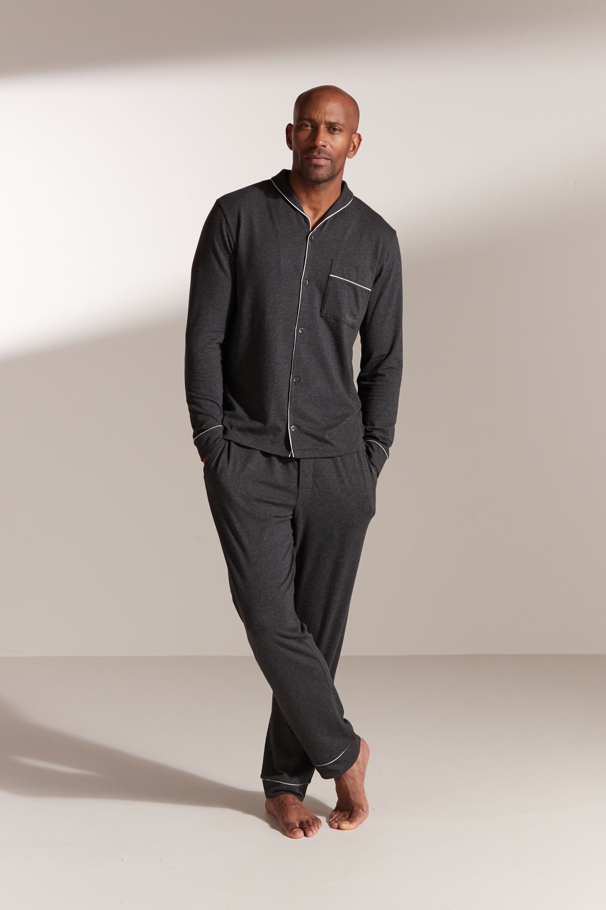 Ultimate Pyjama Set Charcoal Marl David Gandy Wellwear